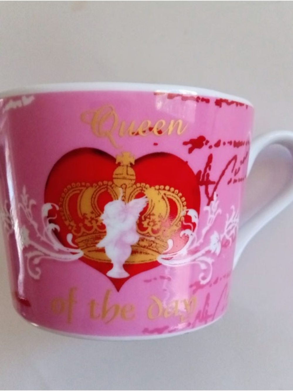 Pink 'Queen of the Day' Decorative Ceramic Mug by
